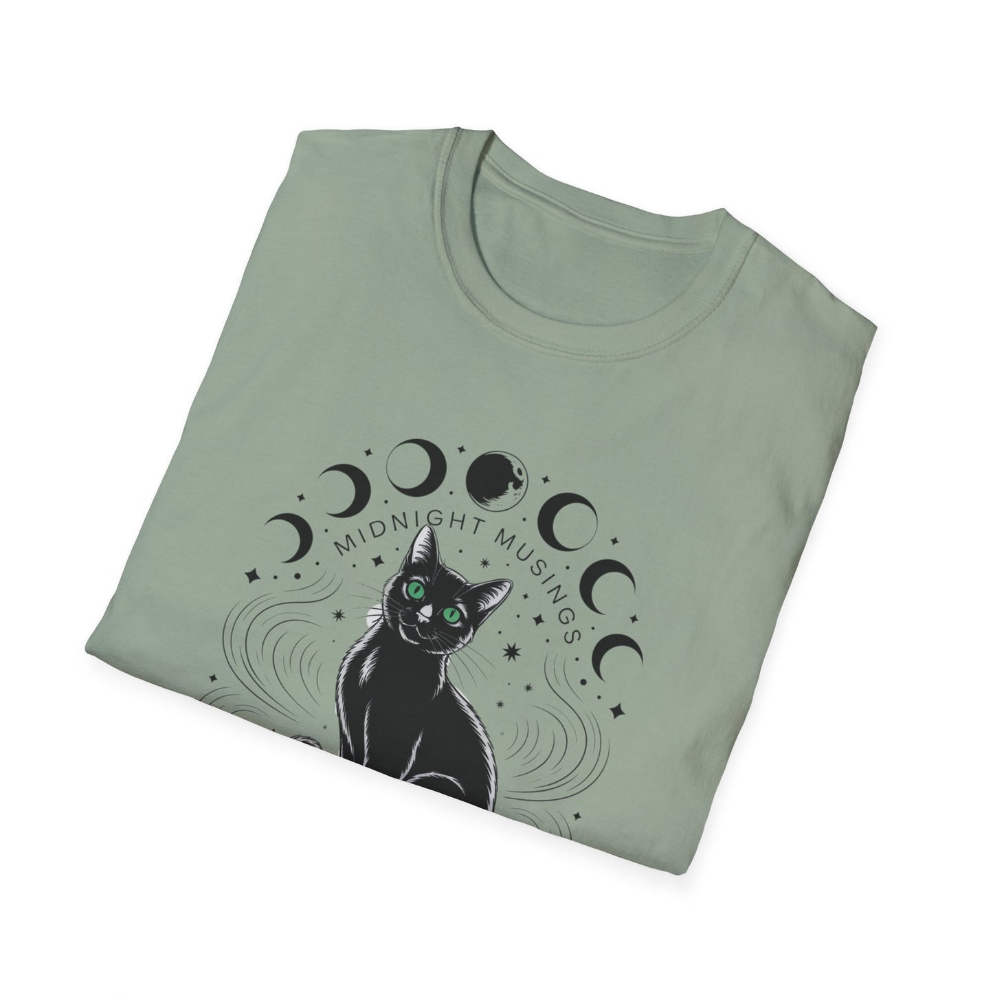 Midnight Musings Black Cat T-Shirt – Witchy Moon Phase Graphic Tee