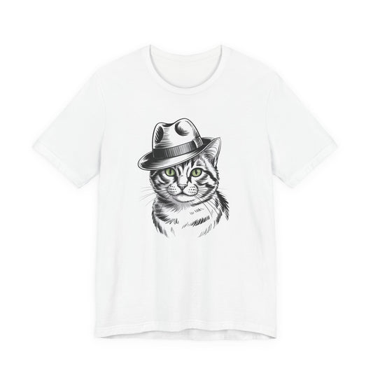 Cool Cat in Fedora Graphic T-Shirt – Funny Cat Lover Tee | Unisex Soft Cotton Tee