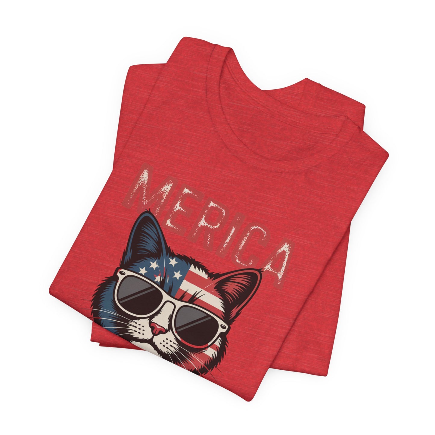 USA Cat Graphic Tee - Funny Patriotic ‘Merica Shirt - 4th of July T-Shirt for Men & Women