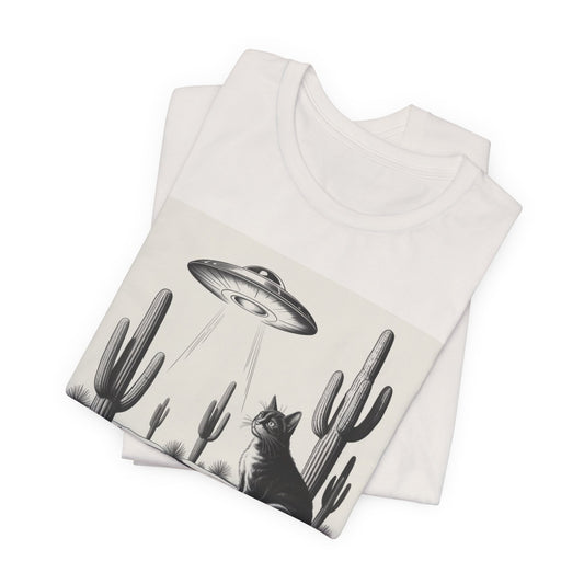 Alien Abduction Cat T-Shirt – Funny UFO & Cat Graphic Tee for Sci-Fi and Feline Fans