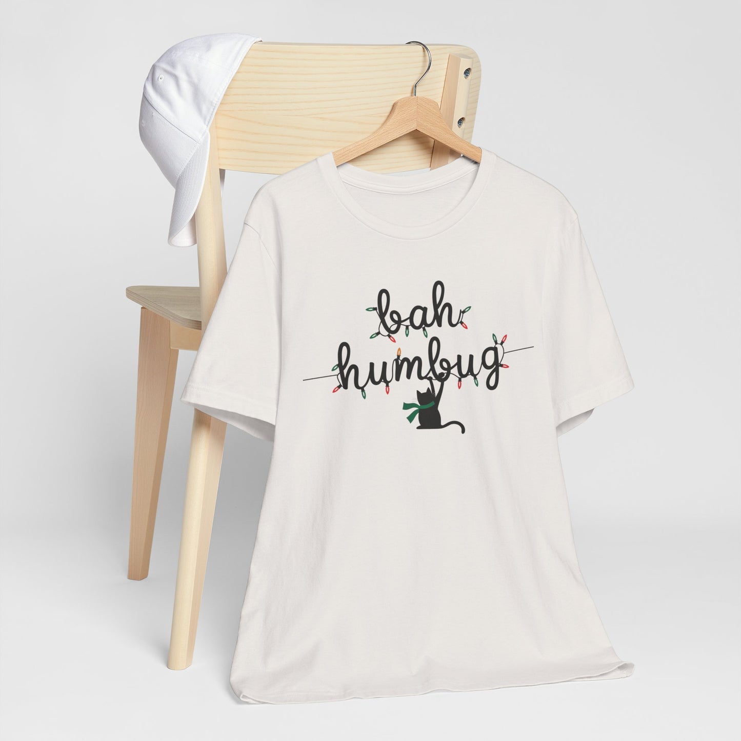 BAH HUMBUG LIGHTS CAT TSHIRT