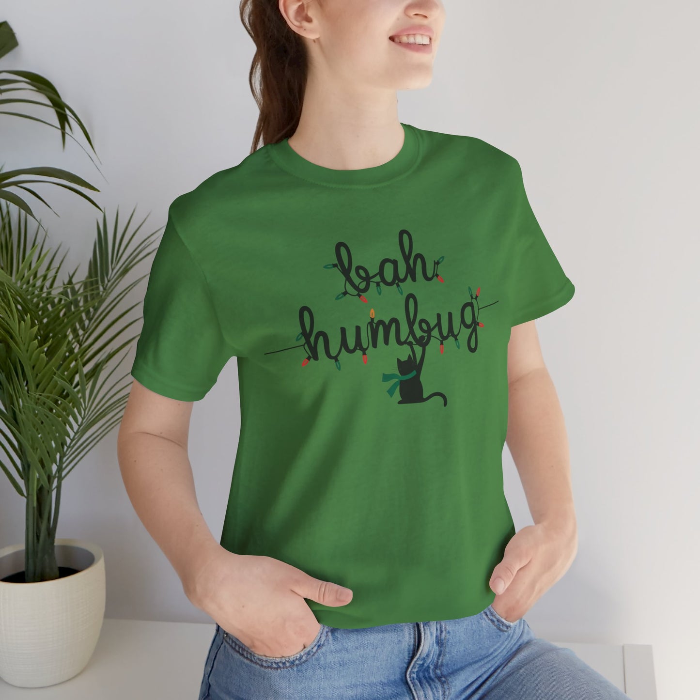 BAH HUMBUG LIGHTS CAT TSHIRT
