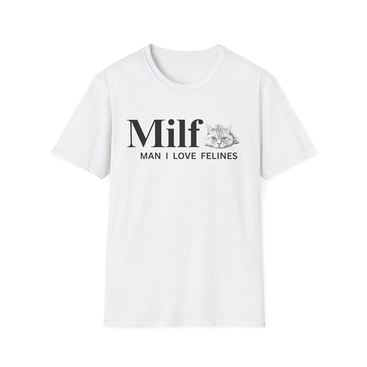 MILF – Man I Love Felines Funny Cat Lover T-Shirt | Cute Cat Mom & Cat Dad Graphic Tee
