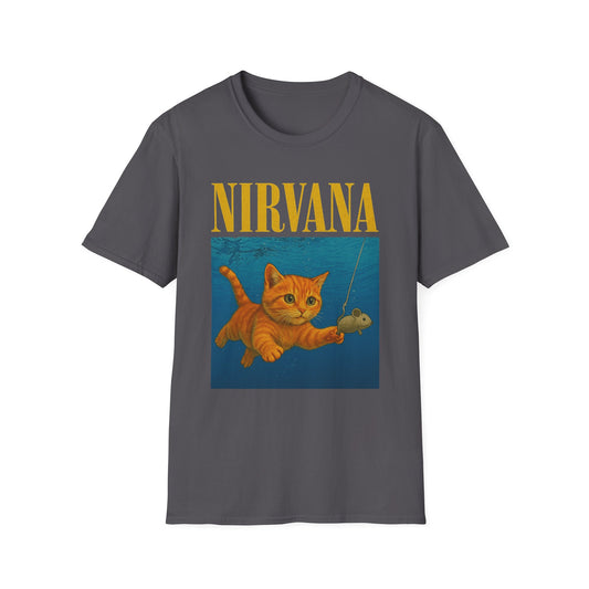 Nirvana Cat Parody T-Shirt – Funny Graphic Band Tee for Cat Lovers