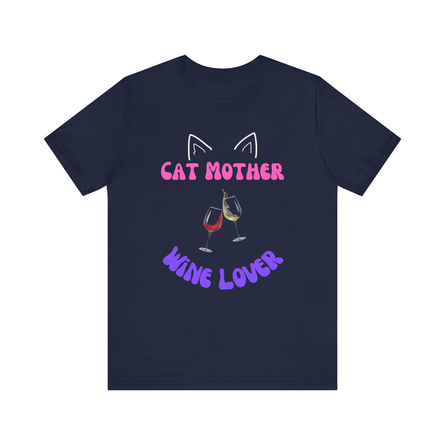 Cat Mother Wine Lover Tee This Cat Mother wine lover T-Shirt exudes a cozy and relaxed vibe, perfect for lounging or casual outings. It is ideal for those who love cats and enjoy a good glass of wine. A great gift for cat moms and wine enthusiasts.Product