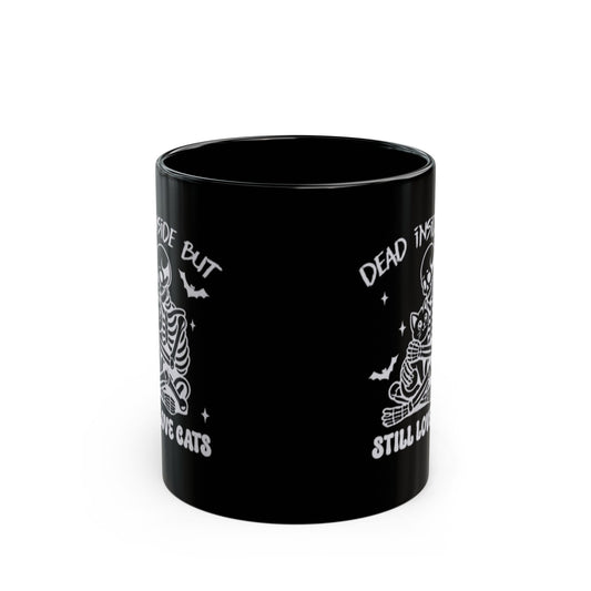 Dead Inside But Still Loves Cats Cat Skeleton Mug
