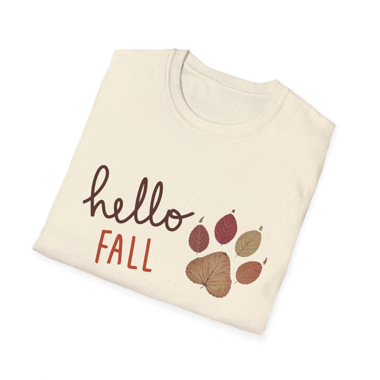 Hello Fall Paw Print T-Shirt – Autumn Graphic Tee for Dog & Cat Lovers, Pumpkin Spice Season Shirt