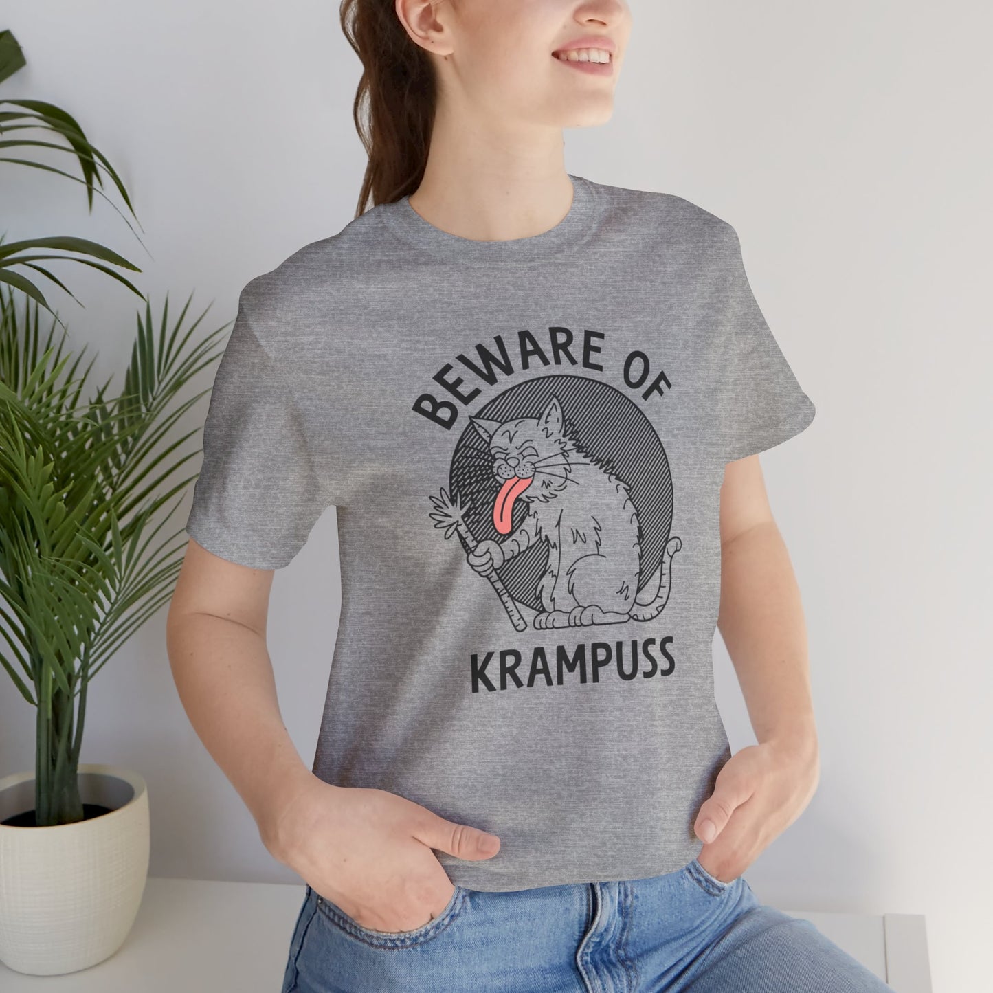 Beware of Krampuss Cat Humor Tee