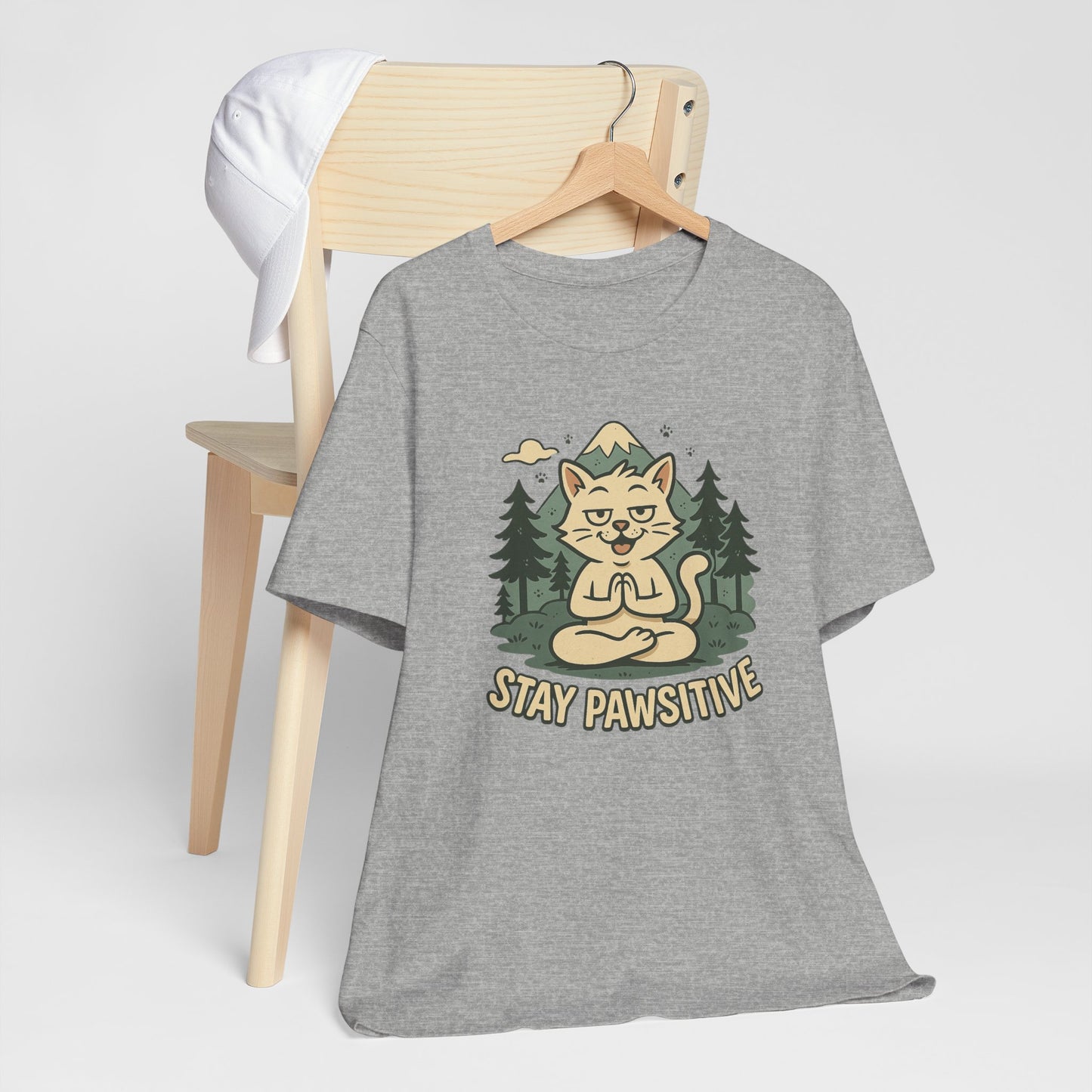 Stay Pawsitive Cat Yoga Meditation T-Shirt