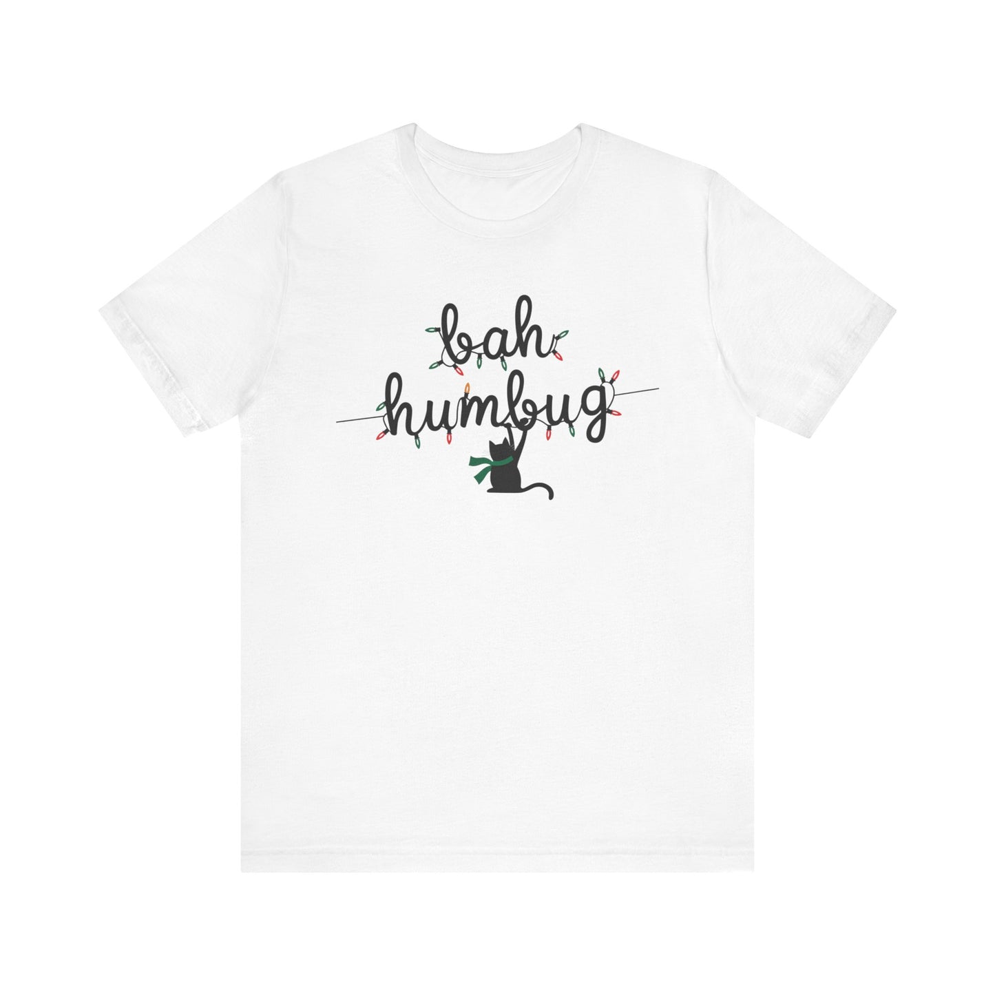 BAH HUMBUG LIGHTS CAT TSHIRT