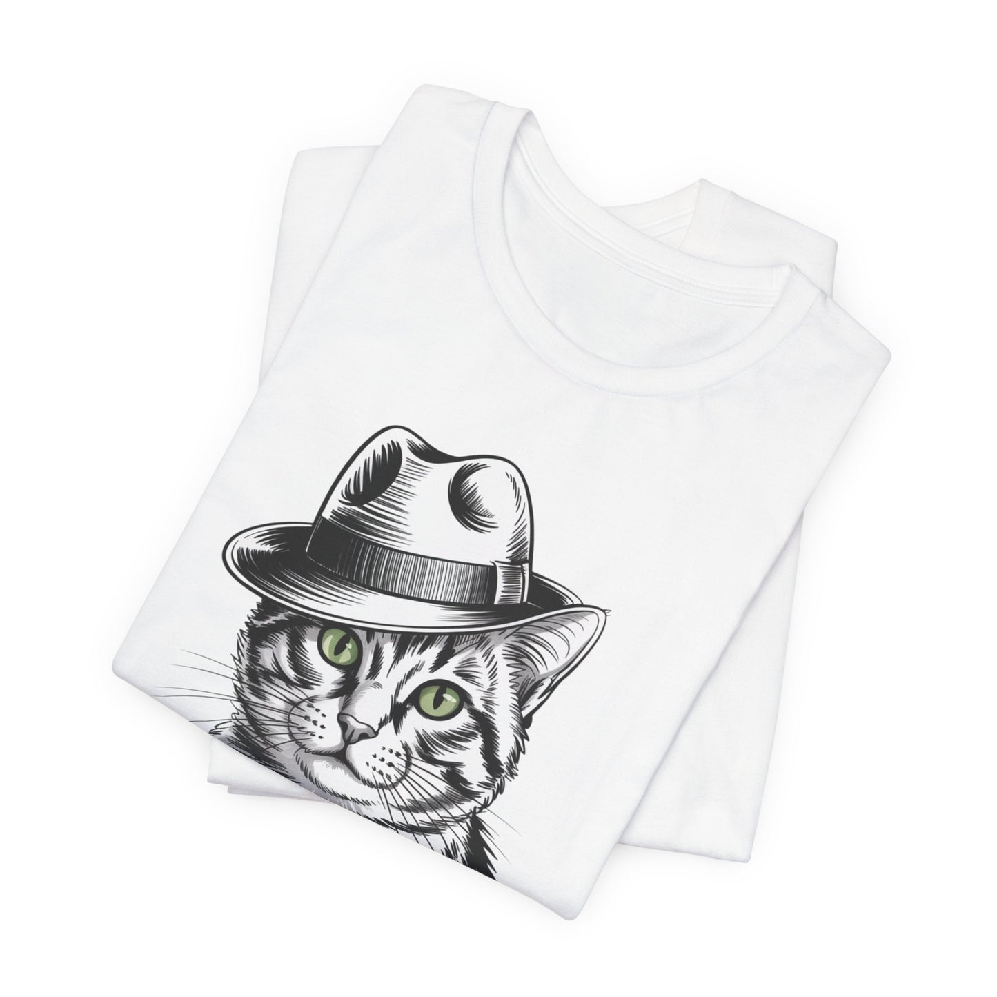 Cool Cat in Fedora Graphic T-Shirt – Funny Cat Lover Tee | Unisex Soft Cotton Tee