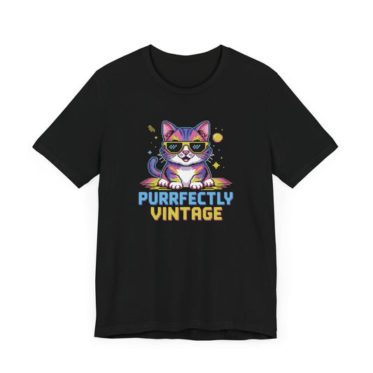 Purrfectly Vintage 80's - 90's Retro Cat T-Shirt