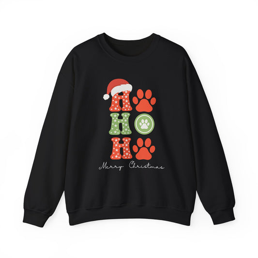HO HO Paws Christmas Crewneck Sweatshirt | Retro Holiday Pet Lover Sweatshirt