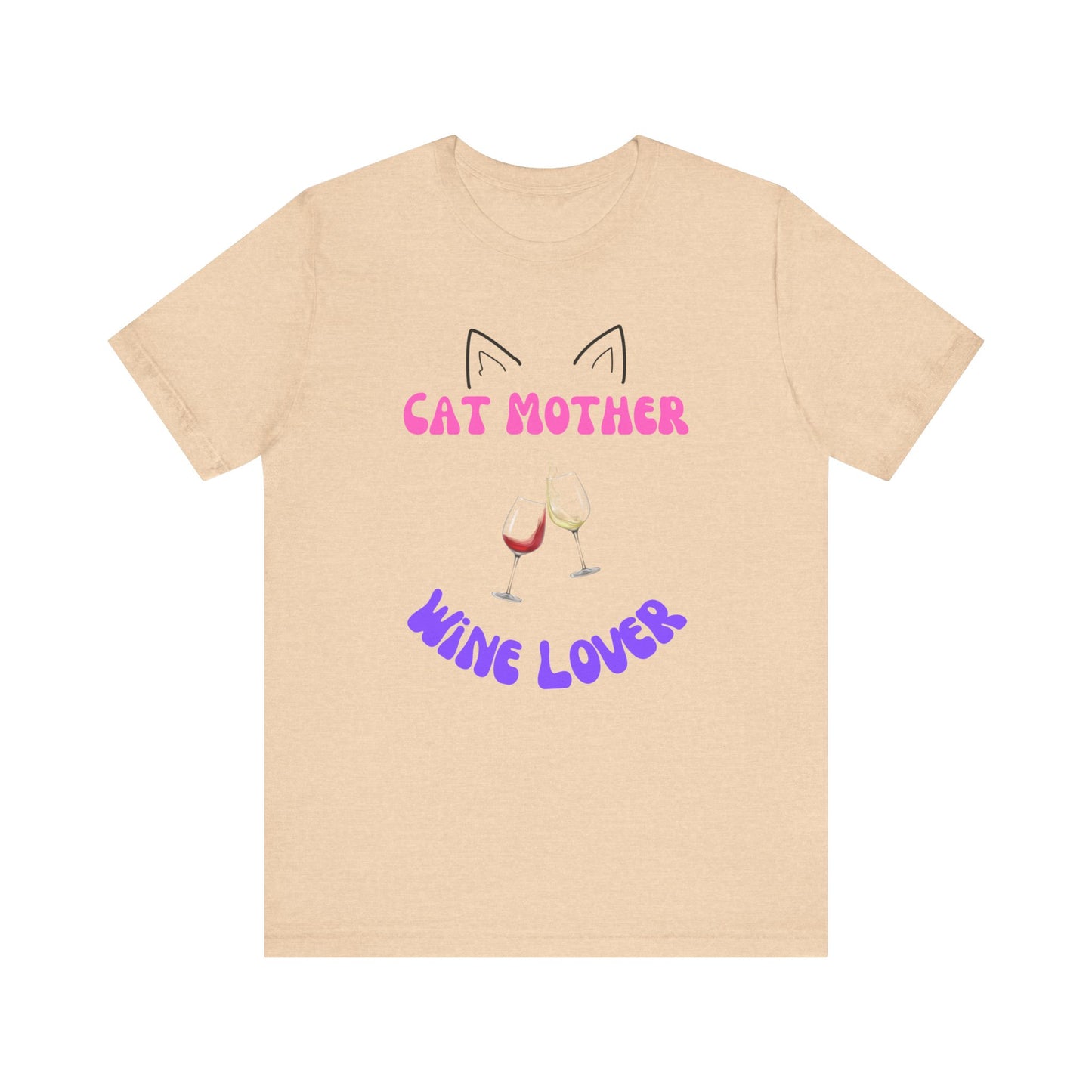 Cat Mother Wine Lover Tee This Cat Mother wine lover T-Shirt exudes a cozy and relaxed vibe, perfect for lounging or casual outings. It is ideal for those who love cats and enjoy a good glass of wine. A great gift for cat moms and wine enthusiasts.Product