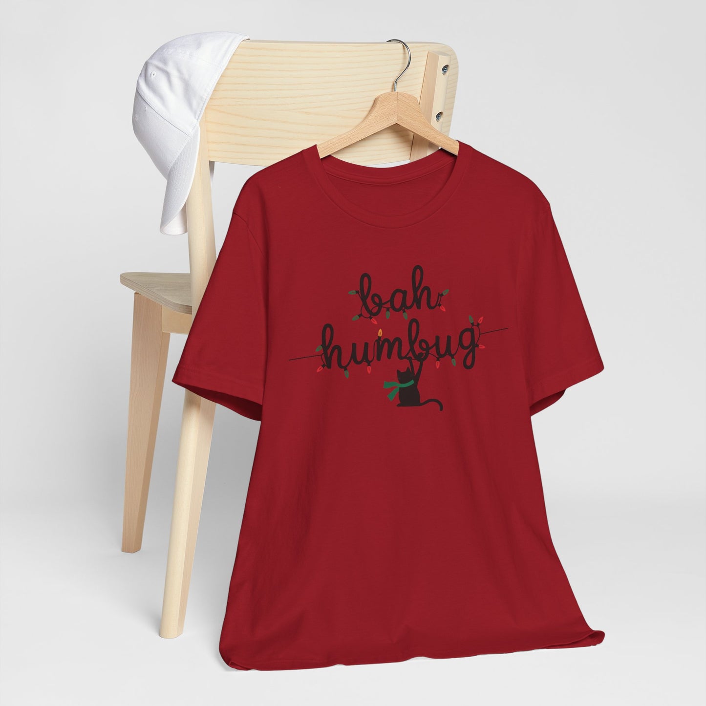 BAH HUMBUG LIGHTS CAT TSHIRT