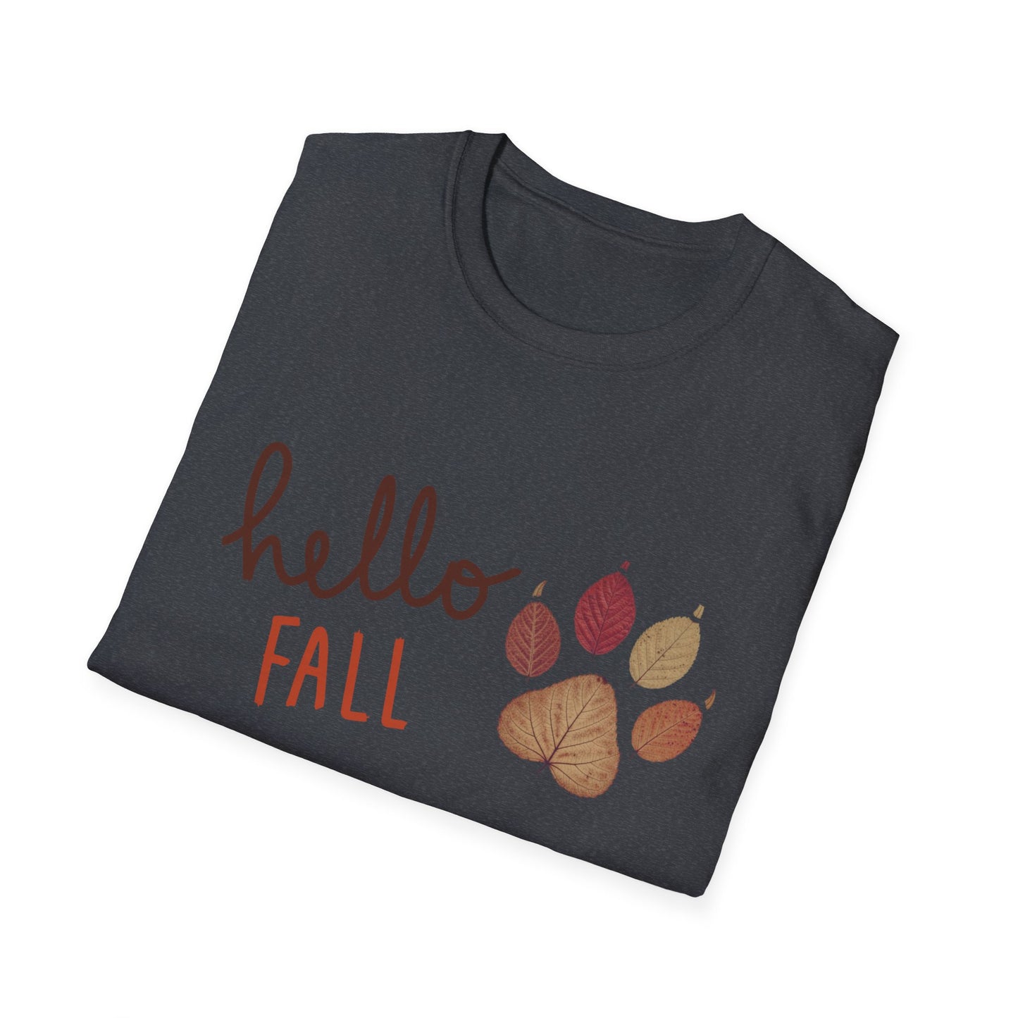 Hello Fall Paw Print T-Shirt – Autumn Graphic Tee for Dog & Cat Lovers, Pumpkin Spice Season Shirt