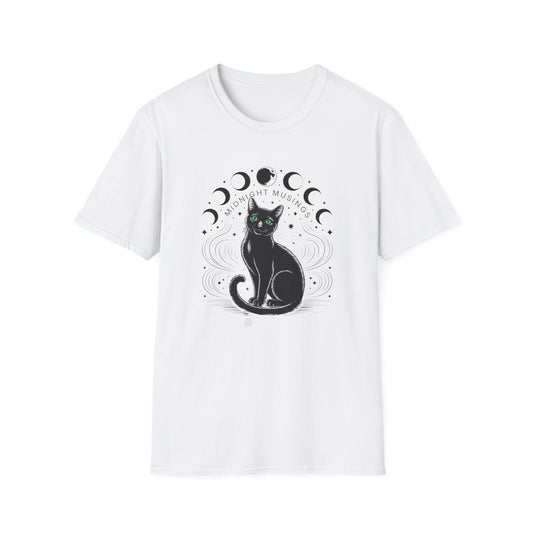 Midnight Musings Black Cat T-Shirt – Witchy Moon Phase Graphic Tee
