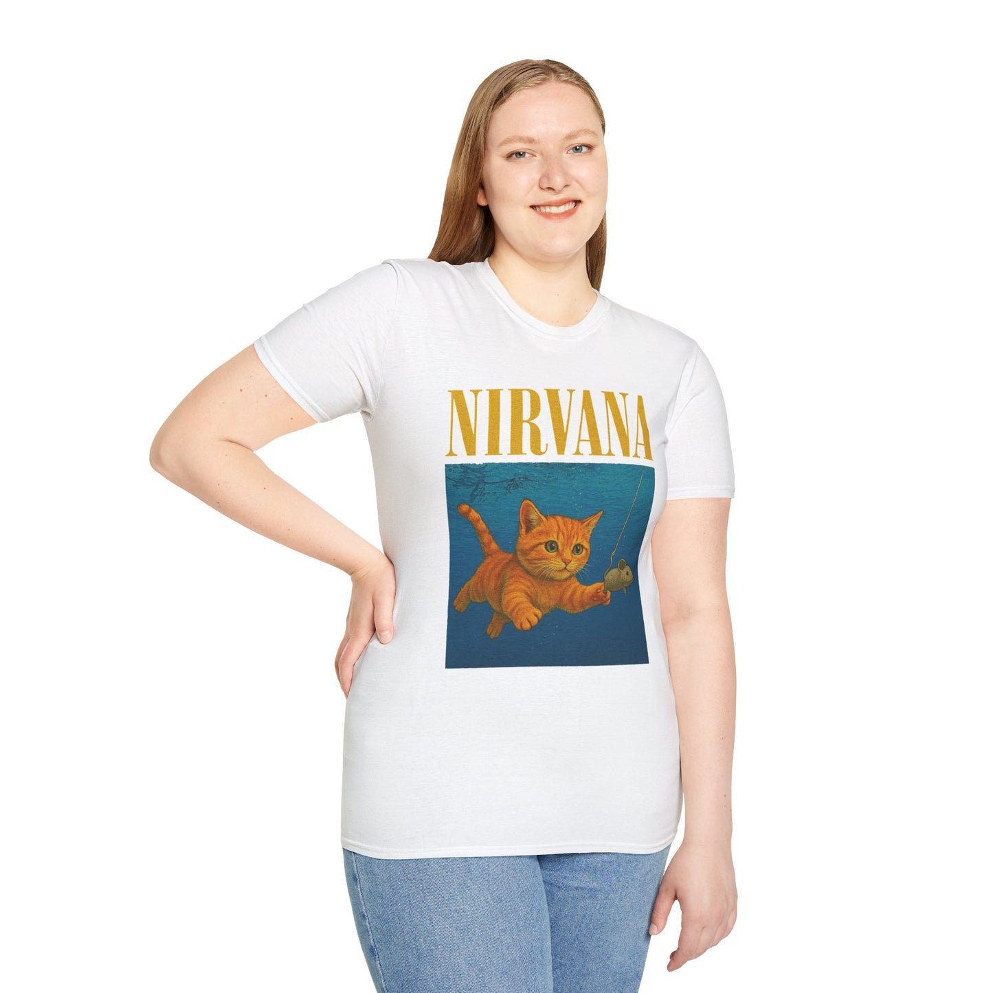 Nirvana Cat Parody T-Shirt – Funny Graphic Band Tee for Cat Lovers