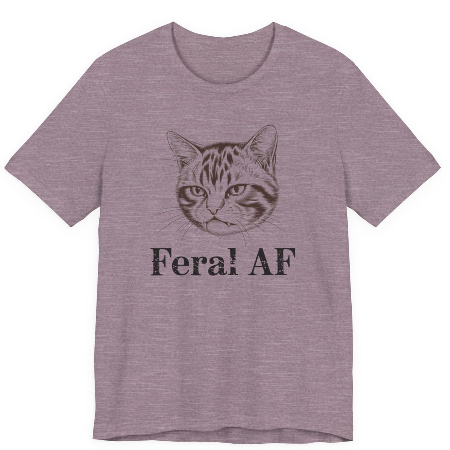 Picture of a tabby cat with the words feral af