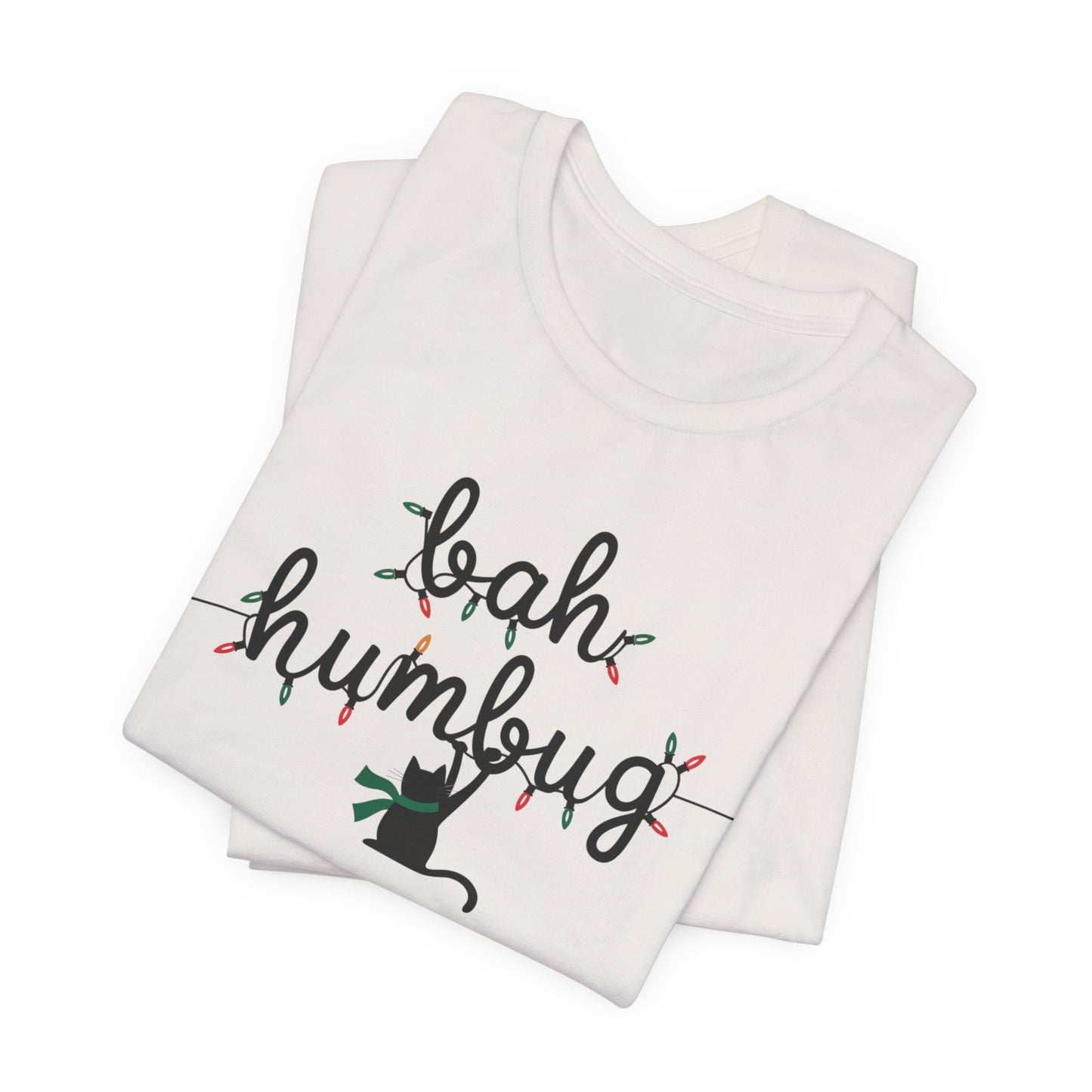 BAH HUMBUG LIGHTS CAT TSHIRT