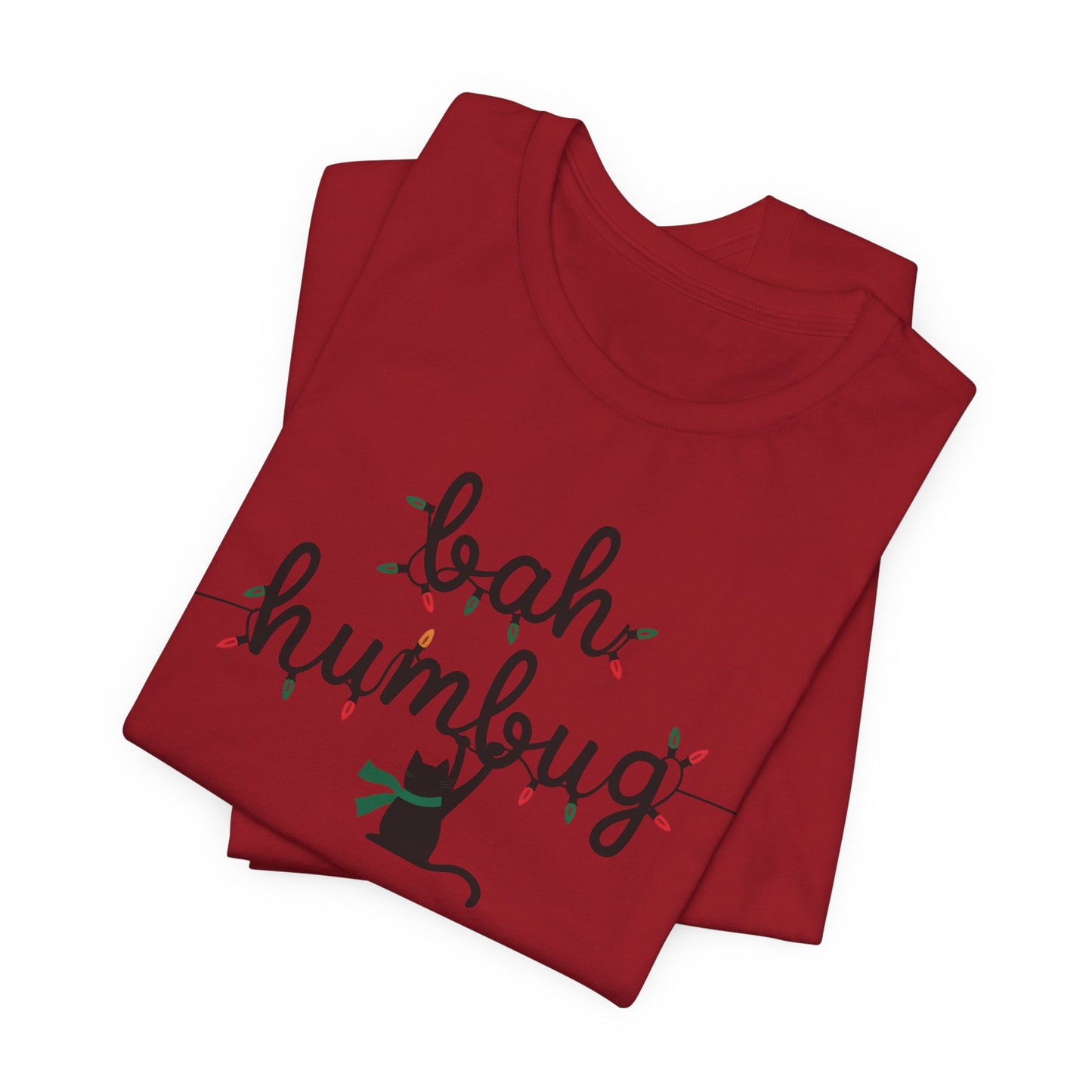 BAH HUMBUG LIGHTS CAT TSHIRT