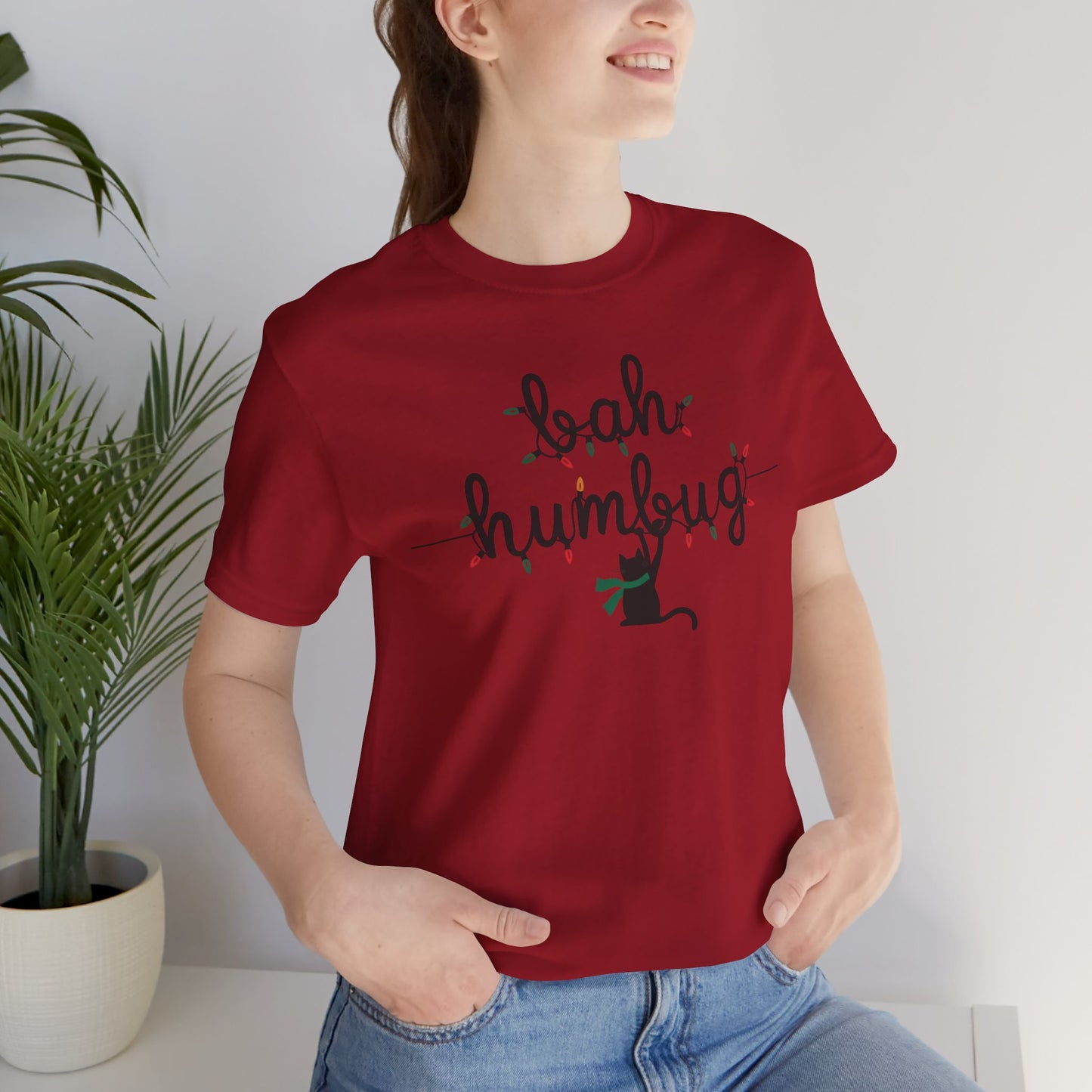 BAH HUMBUG LIGHTS CAT TSHIRT