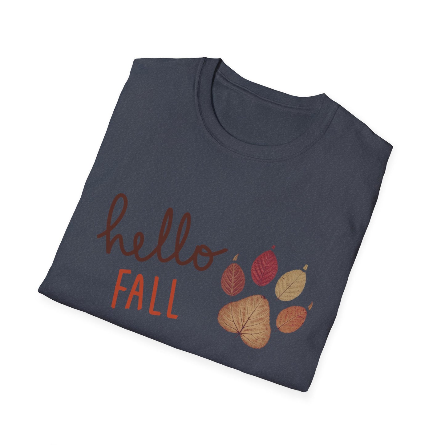 Hello Fall Paw Print T-Shirt – Autumn Graphic Tee for Dog & Cat Lovers, Pumpkin Spice Season Shirt