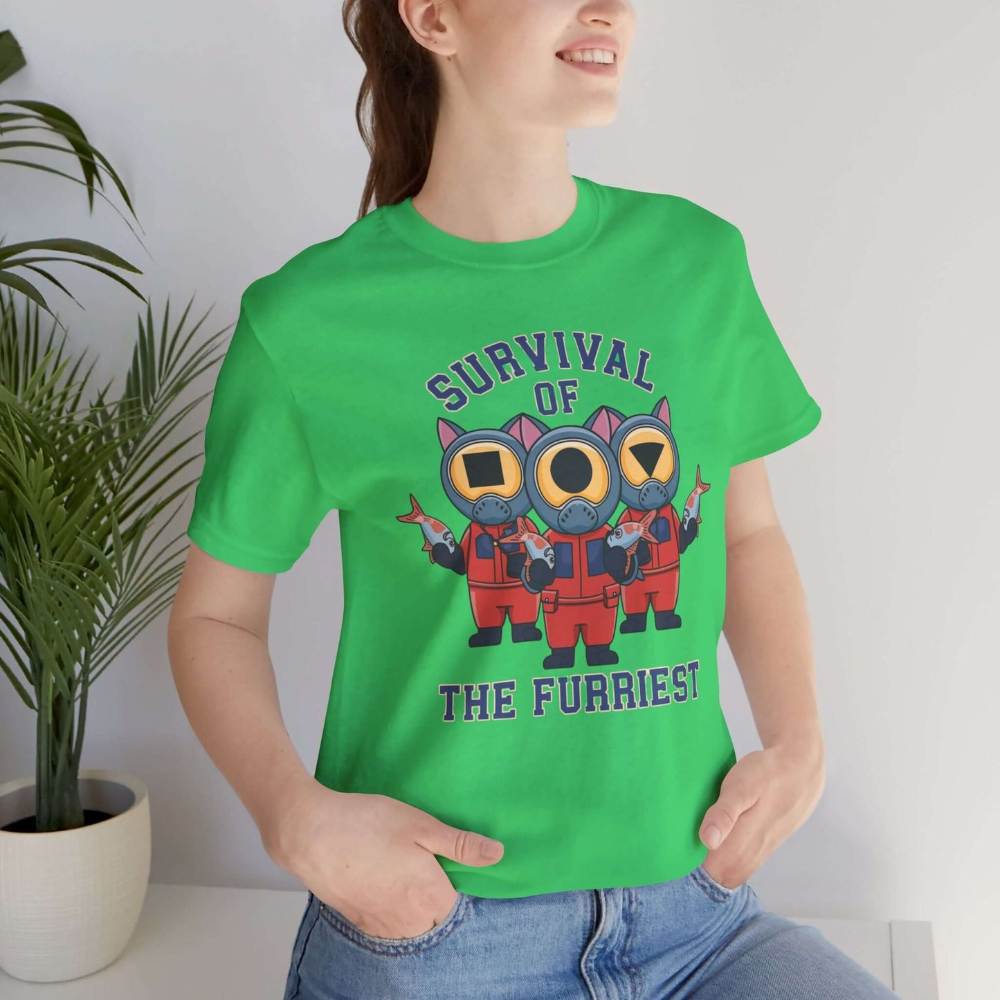 Survival of the Furriest Inspired Cat Tee This one-of-a-kind tee is the ultimate conversation starter. Whether you're binge-watching Squid Game or cuddling your kitty, this shirt lets the world know that you're a survivor - of both the games and the daily