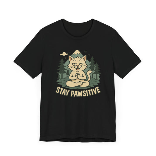 Stay Pawsitive Cat Yoga Meditation T-Shirt