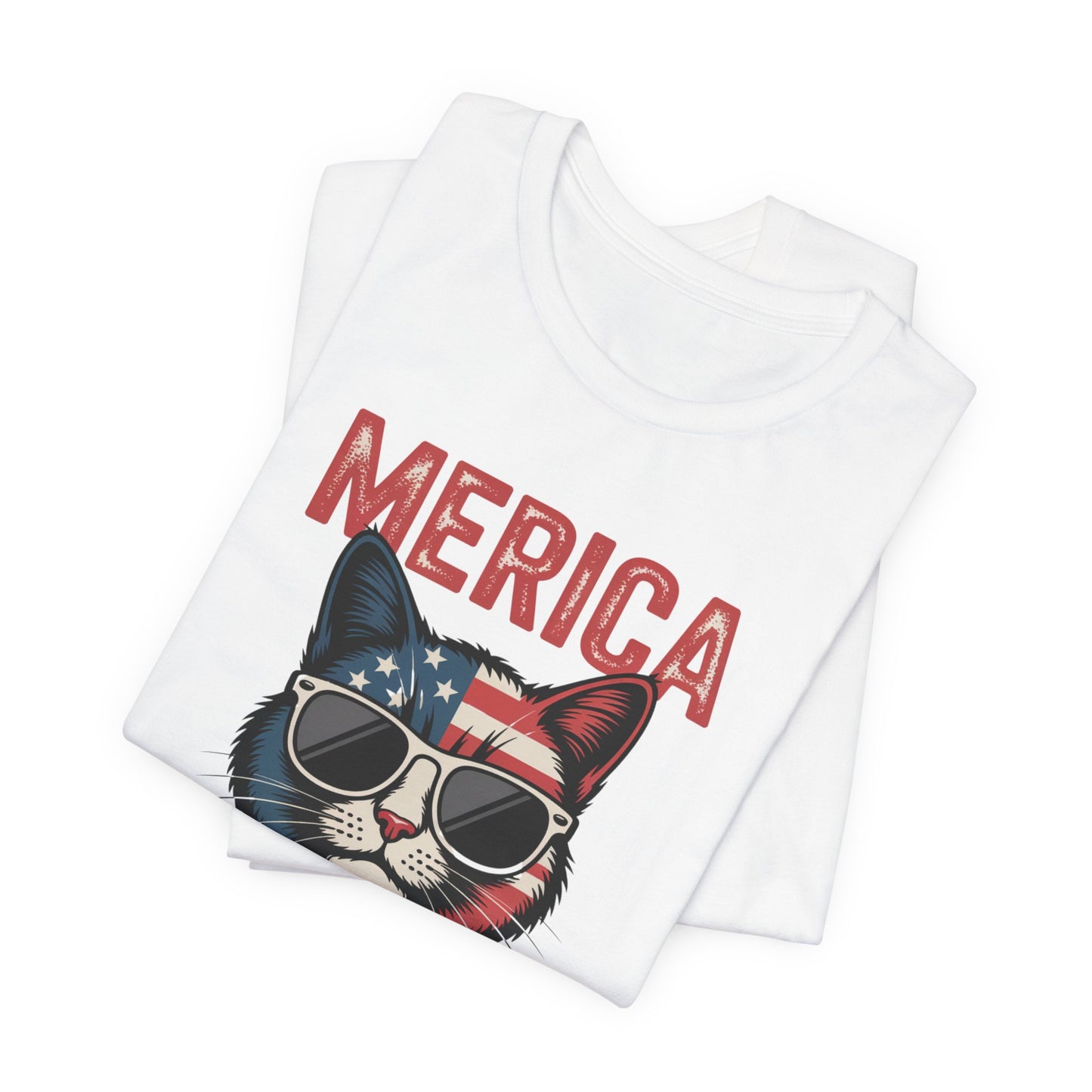USA Cat Graphic Tee - Funny Patriotic ‘Merica Shirt - 4th of July T-Shirt for Men & Women