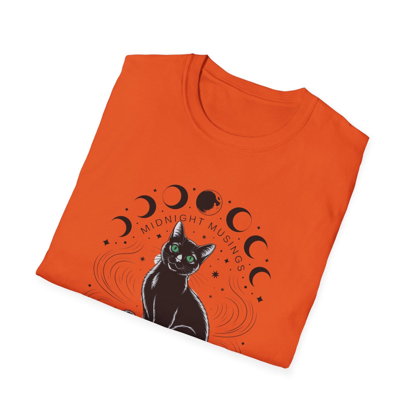 Midnight Musings Black Cat T-Shirt – Witchy Moon Phase Graphic Tee