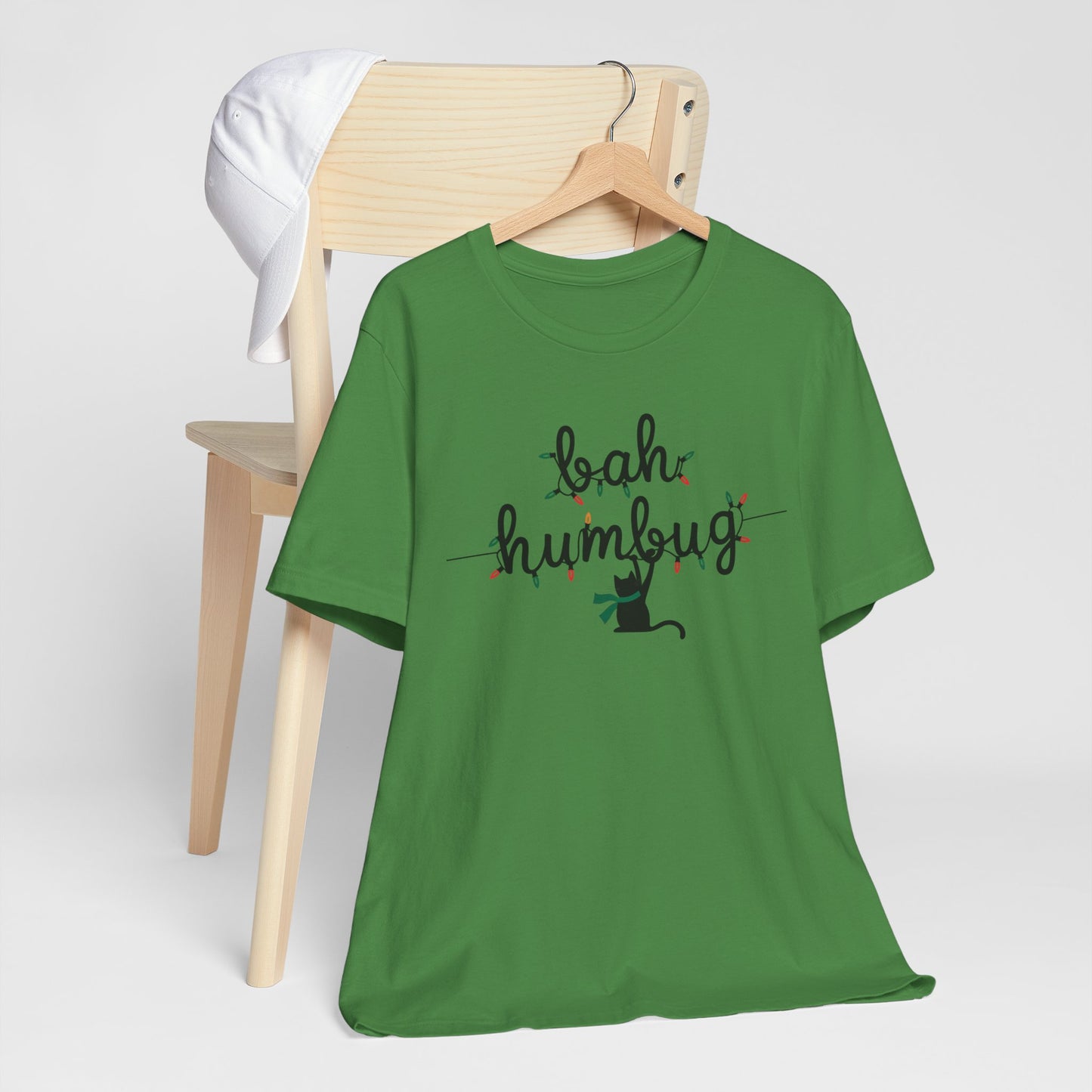BAH HUMBUG LIGHTS CAT TSHIRT