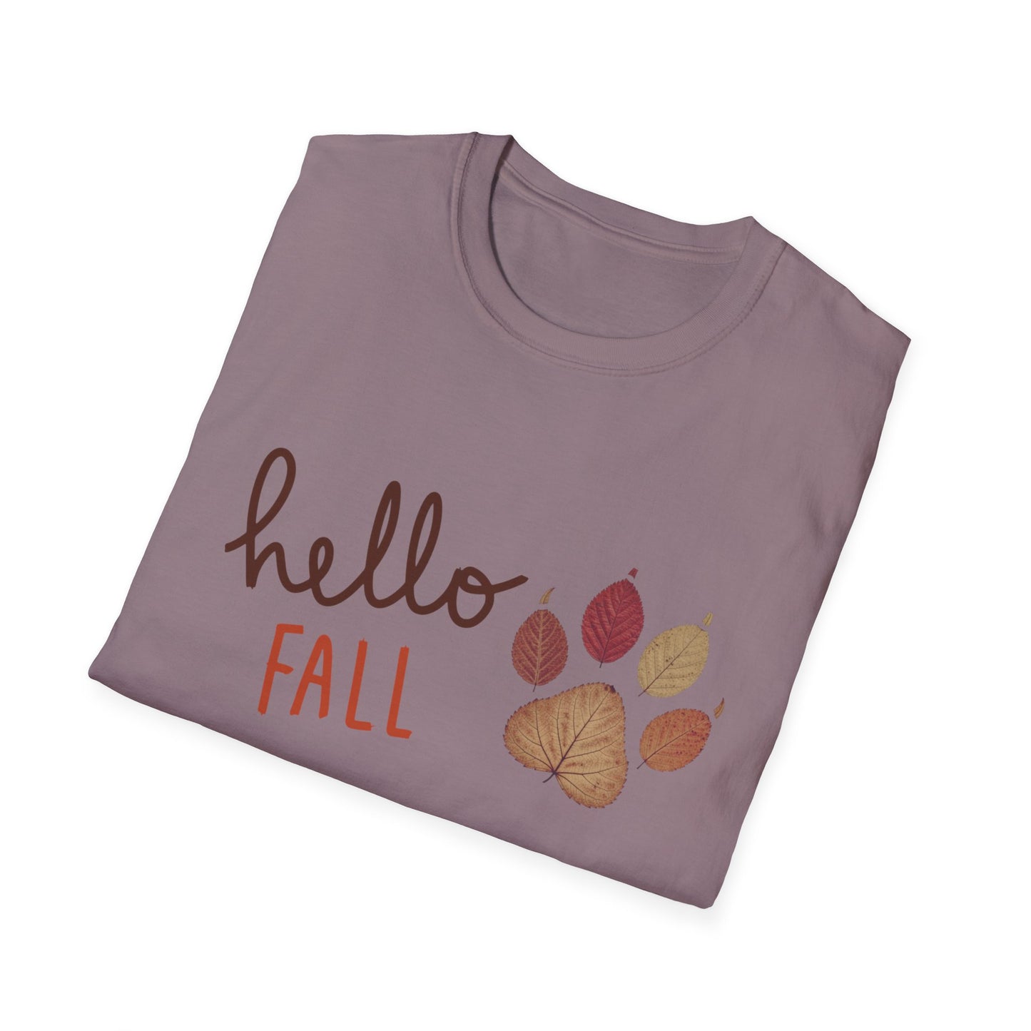Hello Fall Paw Print T-Shirt – Autumn Graphic Tee for Dog & Cat Lovers, Pumpkin Spice Season Shirt