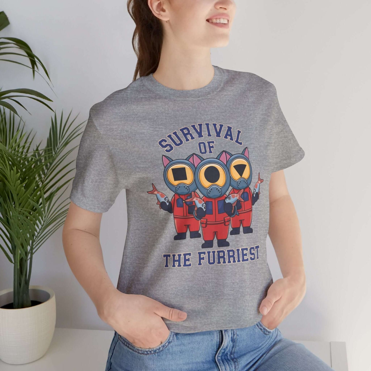 Survival of the Furriest Inspired Cat Tee This one-of-a-kind tee is the ultimate conversation starter. Whether you're binge-watching Squid Game or cuddling your kitty, this shirt lets the world know that you're a survivor - of both the games and the daily