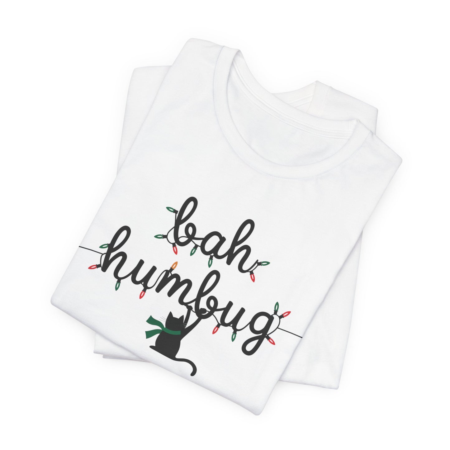 BAH HUMBUG LIGHTS CAT TSHIRT