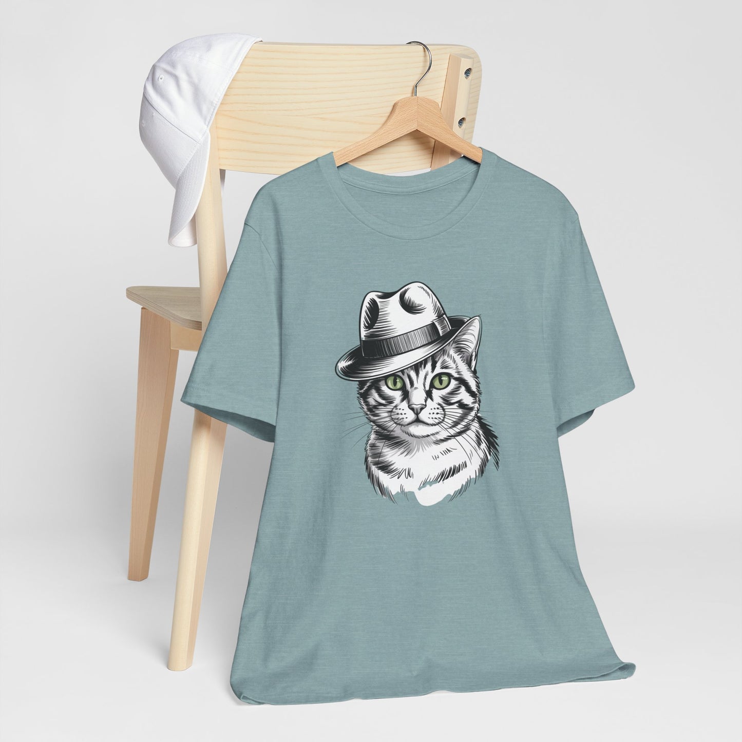 Cool Cat in Fedora Graphic T-Shirt – Funny Cat Lover Tee | Unisex Soft Cotton Tee