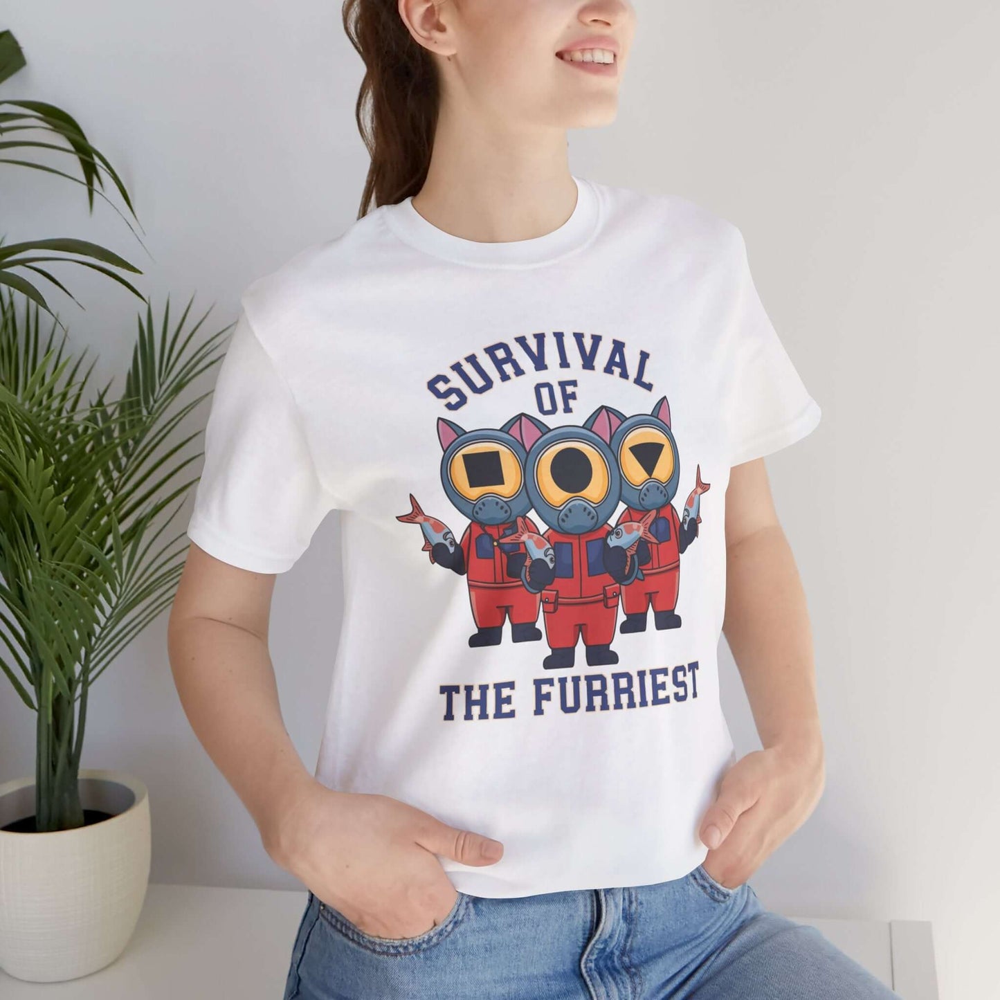 Survival of the Furriest Inspired Cat Tee This one-of-a-kind tee is the ultimate conversation starter. Whether you're binge-watching Squid Game or cuddling your kitty, this shirt lets the world know that you're a survivor - of both the games and the daily