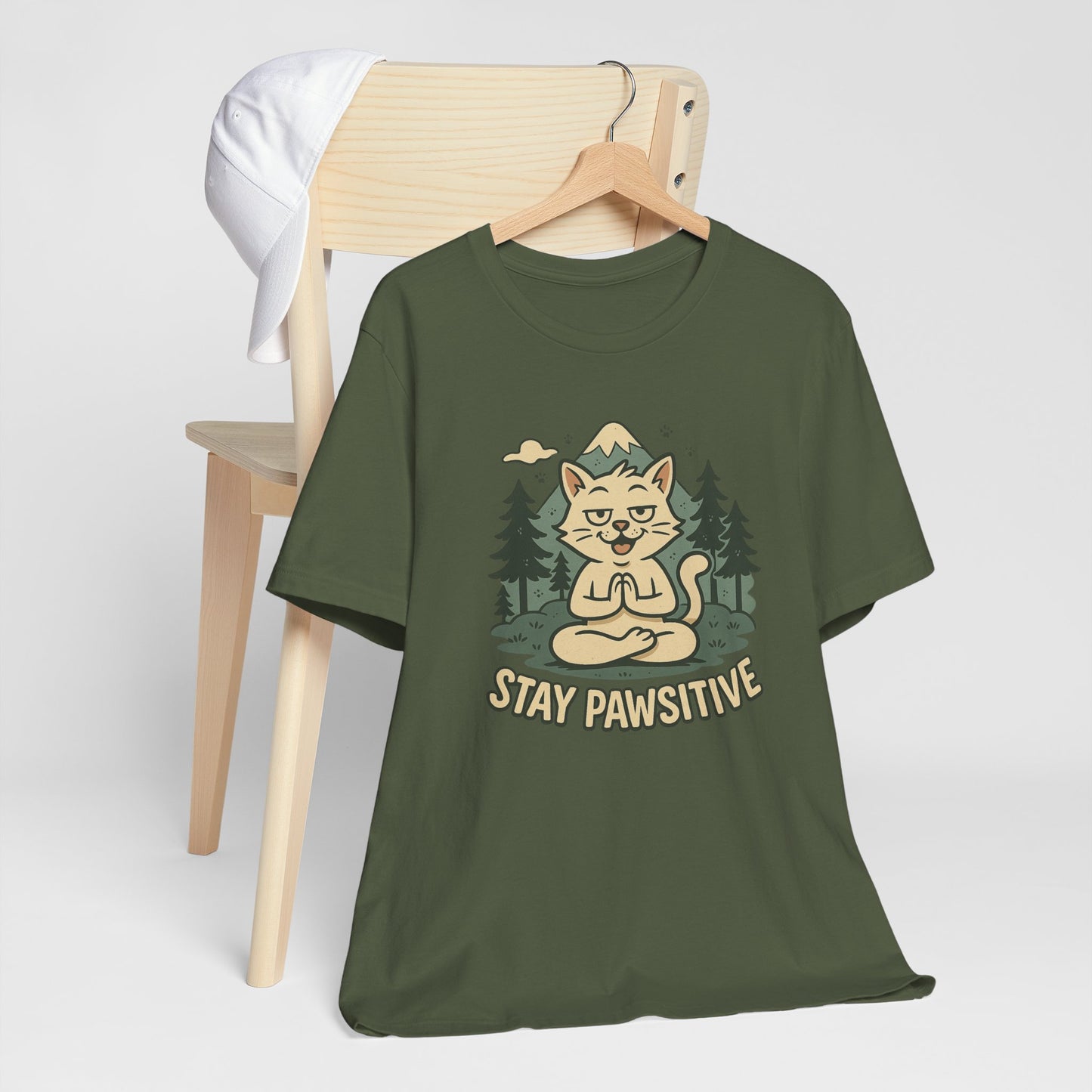 Stay Pawsitive Cat Yoga Meditation T-Shirt