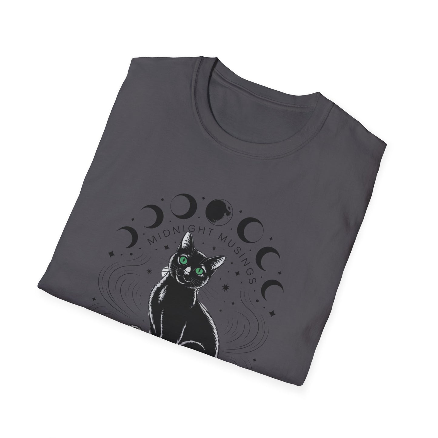 Midnight Musings Black Cat T-Shirt – Witchy Moon Phase Graphic Tee
