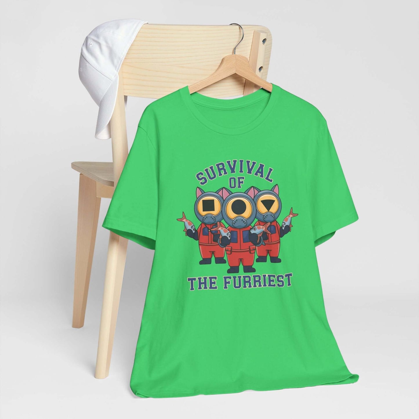 Survival of the Furriest Inspired Cat Tee This one-of-a-kind tee is the ultimate conversation starter. Whether you're binge-watching Squid Game or cuddling your kitty, this shirt lets the world know that you're a survivor - of both the games and the daily