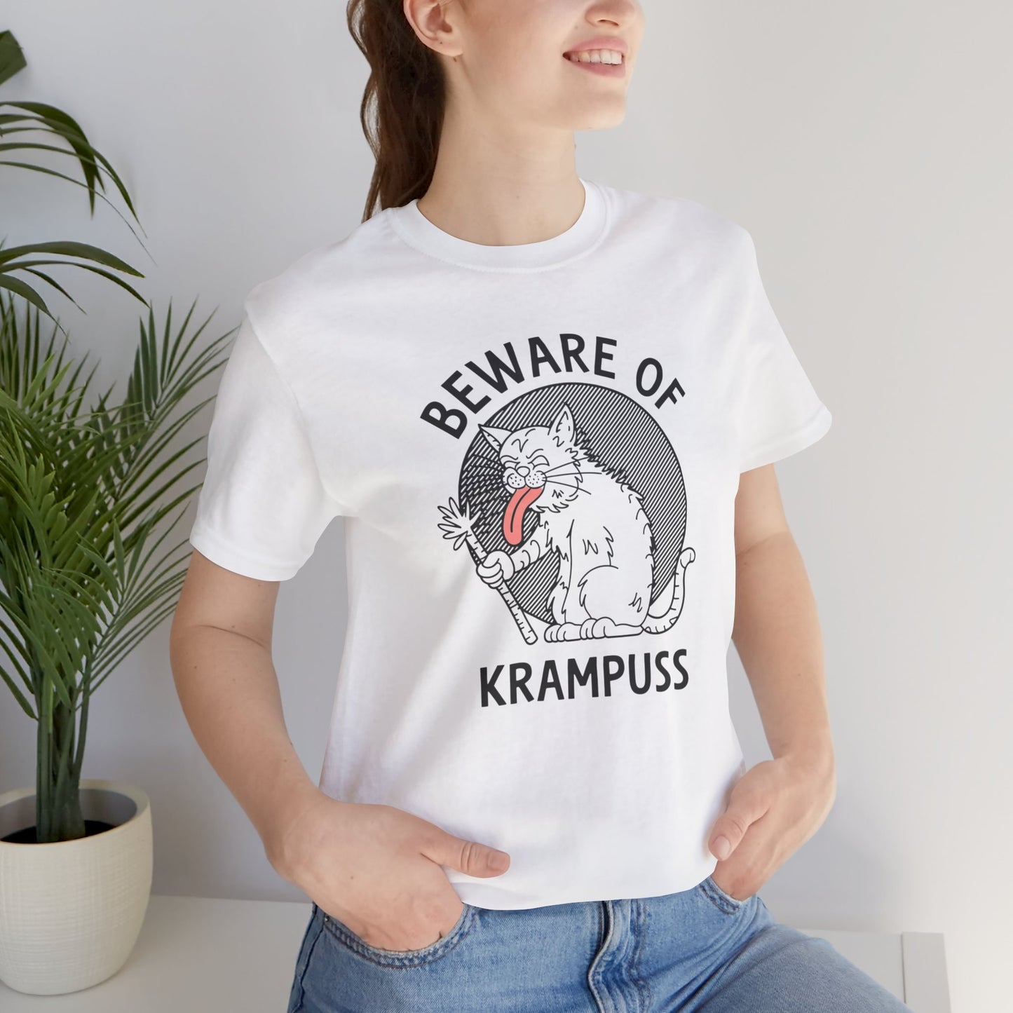 Beware of Krampuss Cat Humor Tee