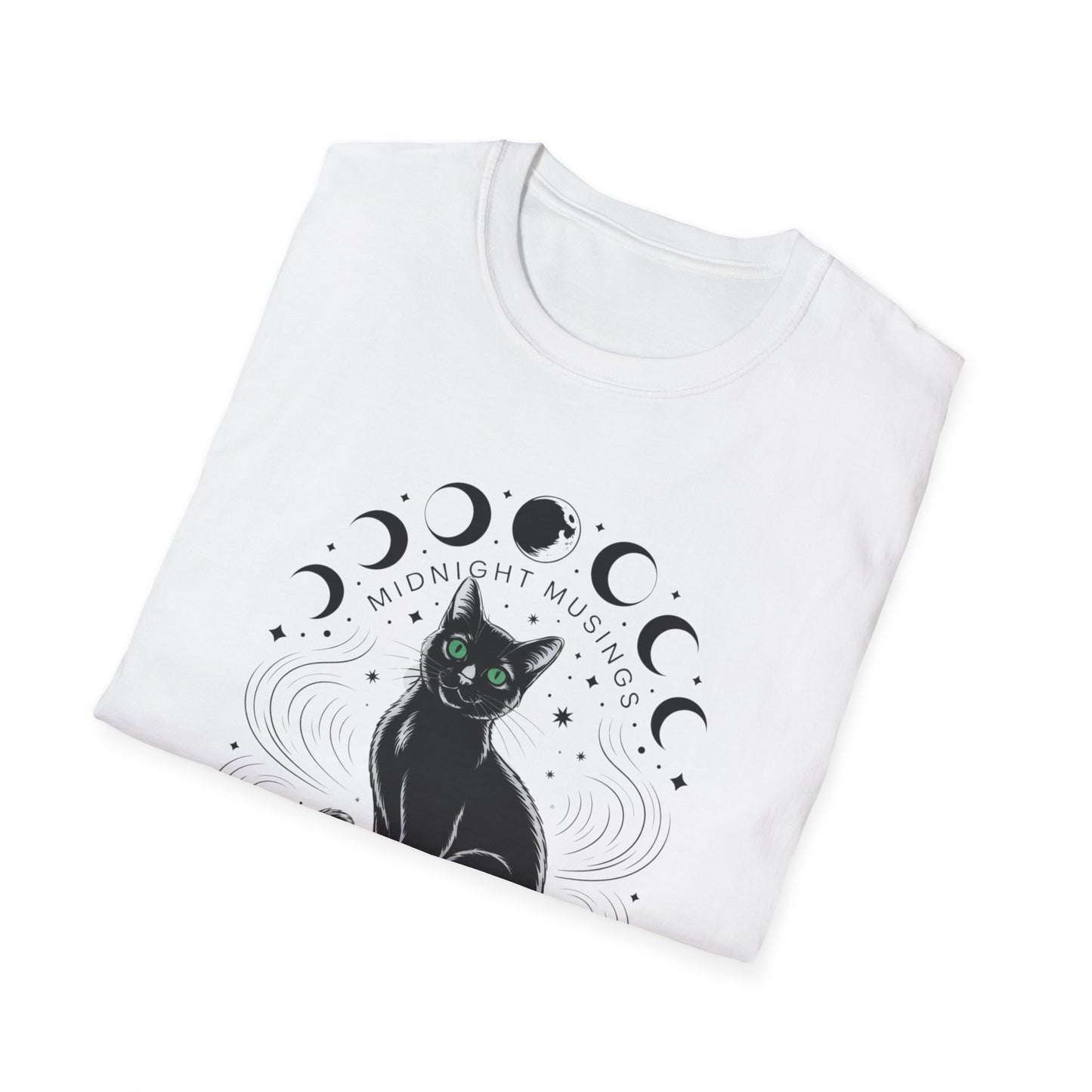Midnight Musings Black Cat T-Shirt – Witchy Moon Phase Graphic Tee