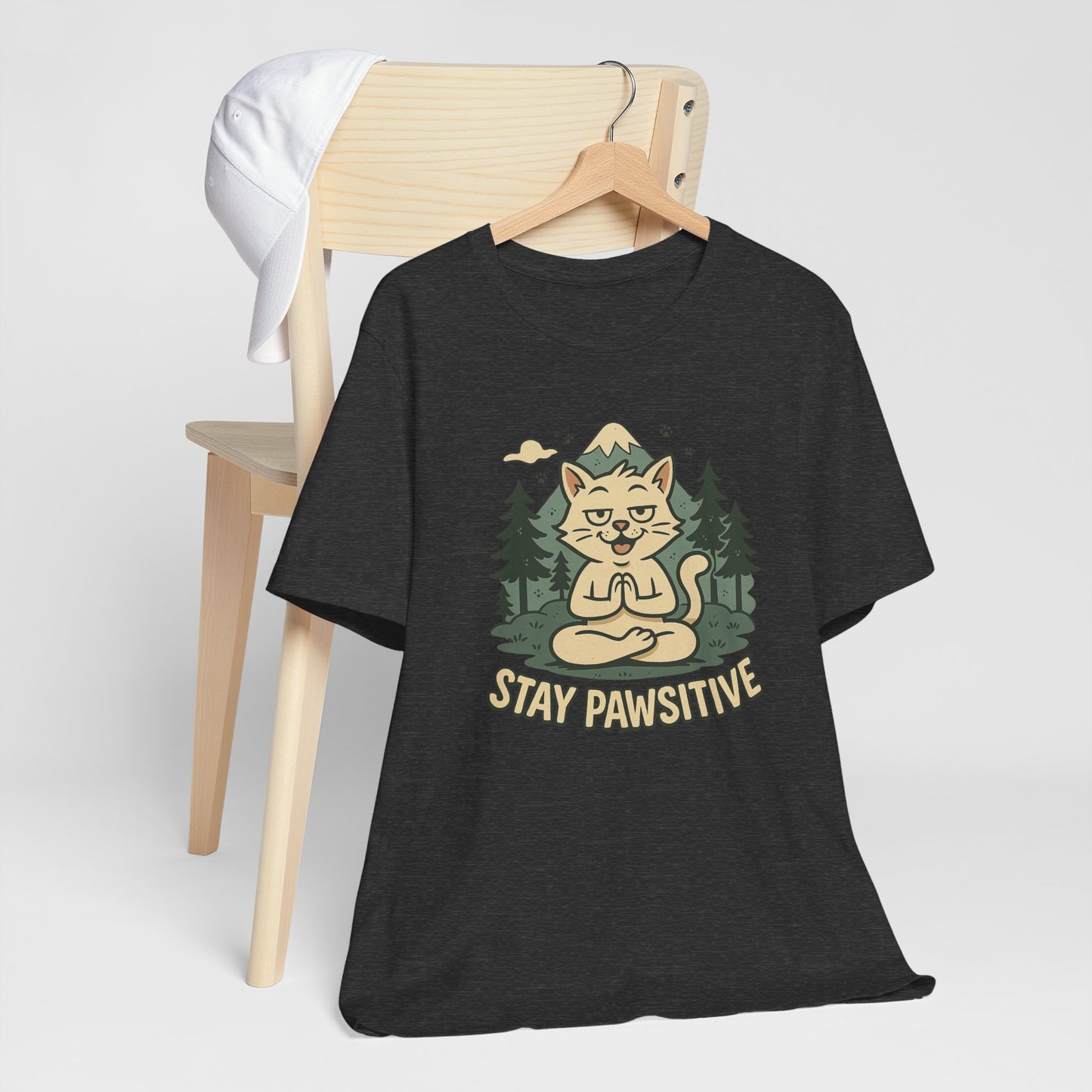 Stay Pawsitive Cat Yoga Meditation T-Shirt
