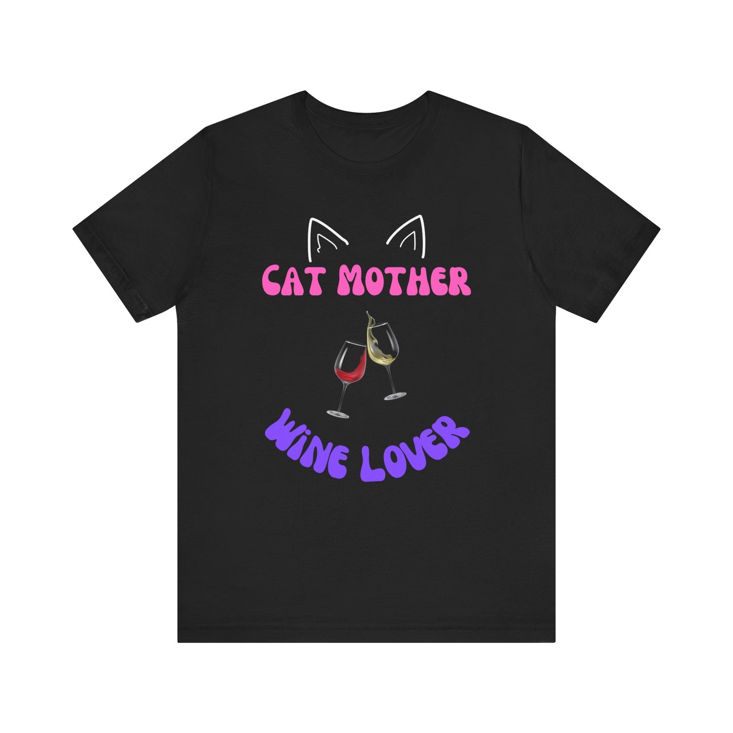 Cat Mother Wine Lover Tee This Cat Mother wine lover T-Shirt exudes a cozy and relaxed vibe, perfect for lounging or casual outings. It is ideal for those who love cats and enjoy a good glass of wine. A great gift for cat moms and wine enthusiasts.Product