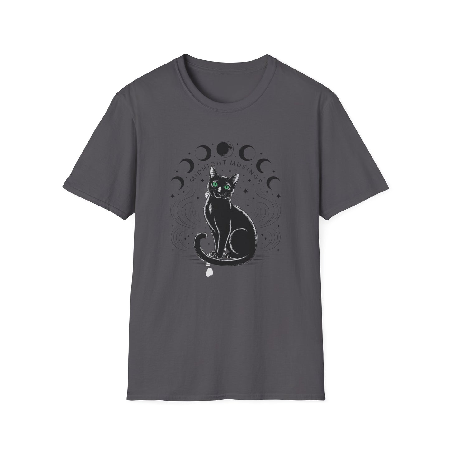 Midnight Musings Black Cat T-Shirt – Witchy Moon Phase Graphic Tee