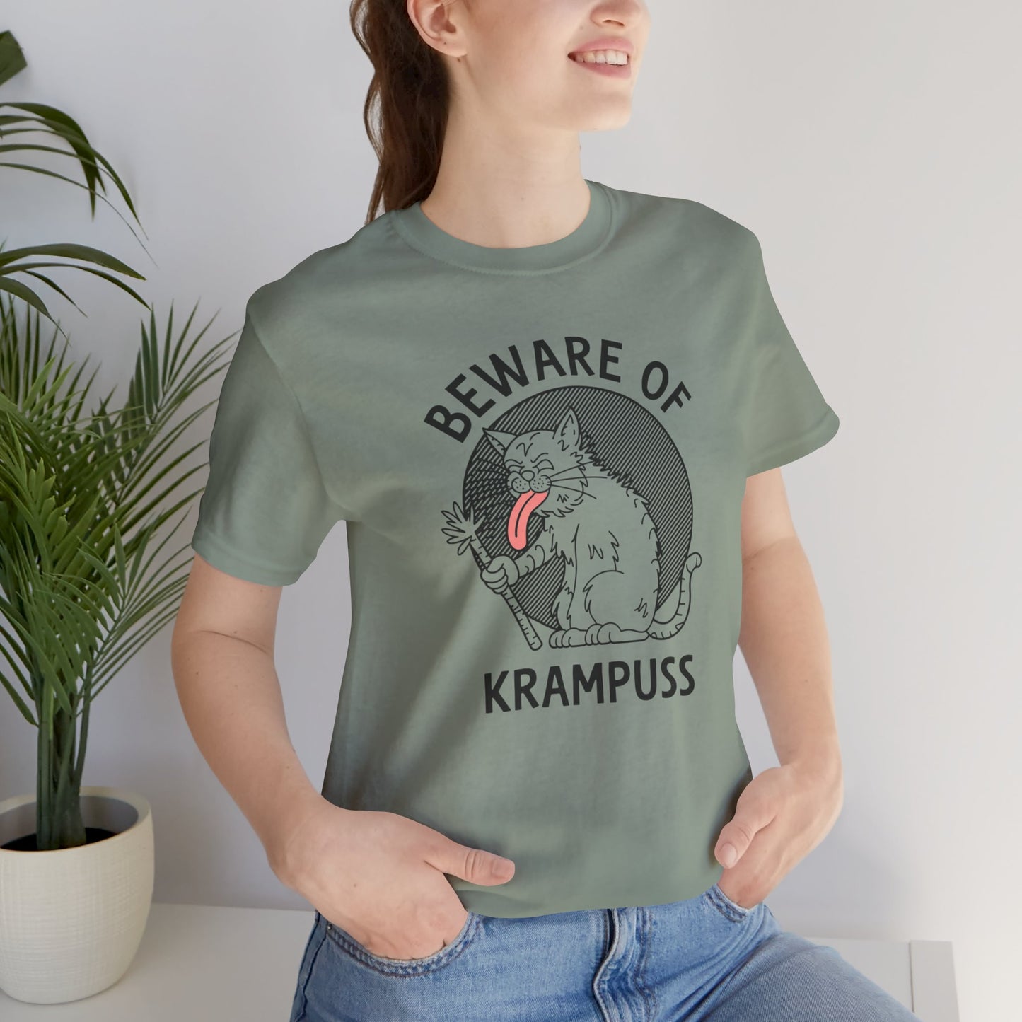 Beware of Krampuss Cat Humor Tee