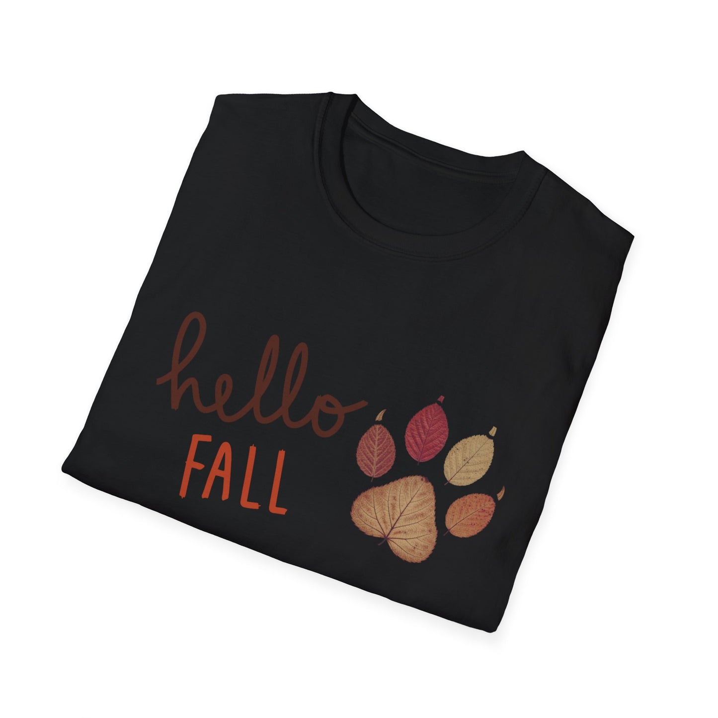 Hello Fall Paw Print T-Shirt – Autumn Graphic Tee for Dog & Cat Lovers, Pumpkin Spice Season Shirt