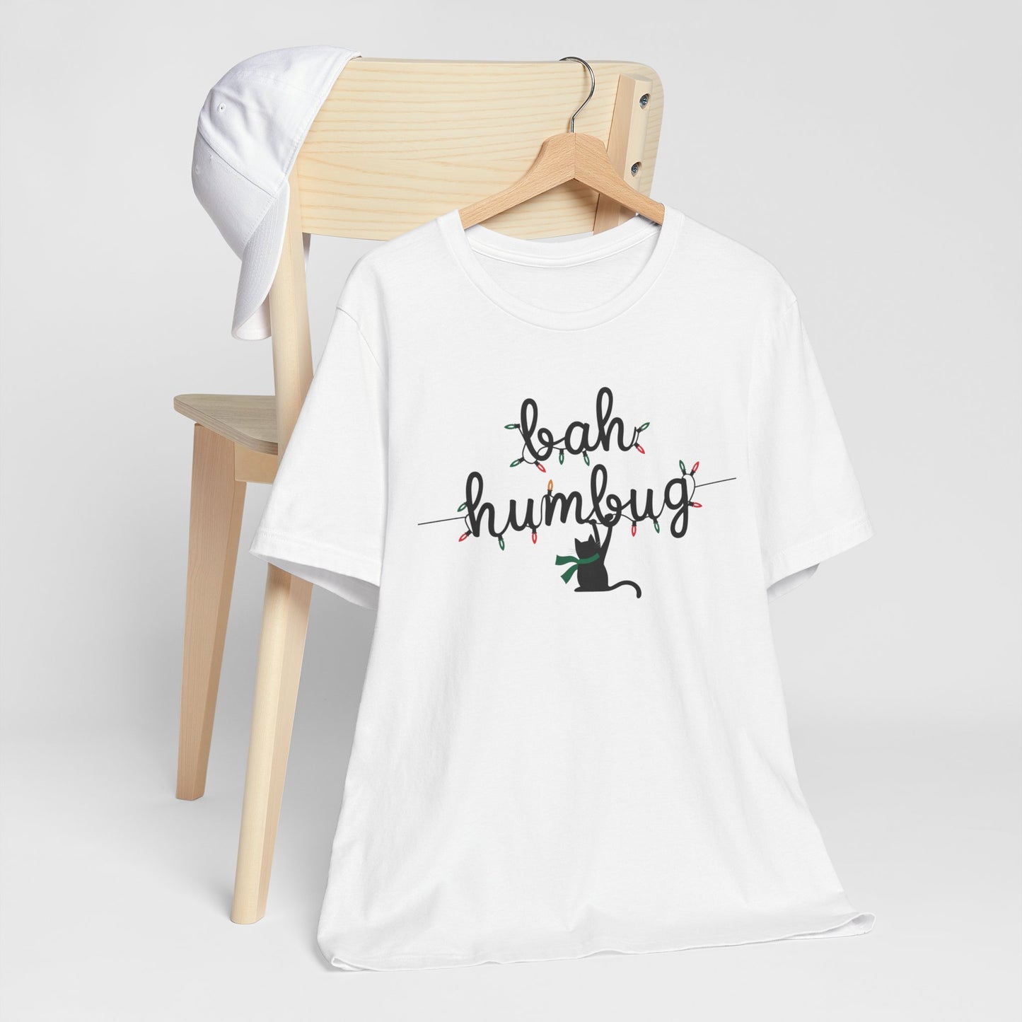 BAH HUMBUG LIGHTS CAT TSHIRT