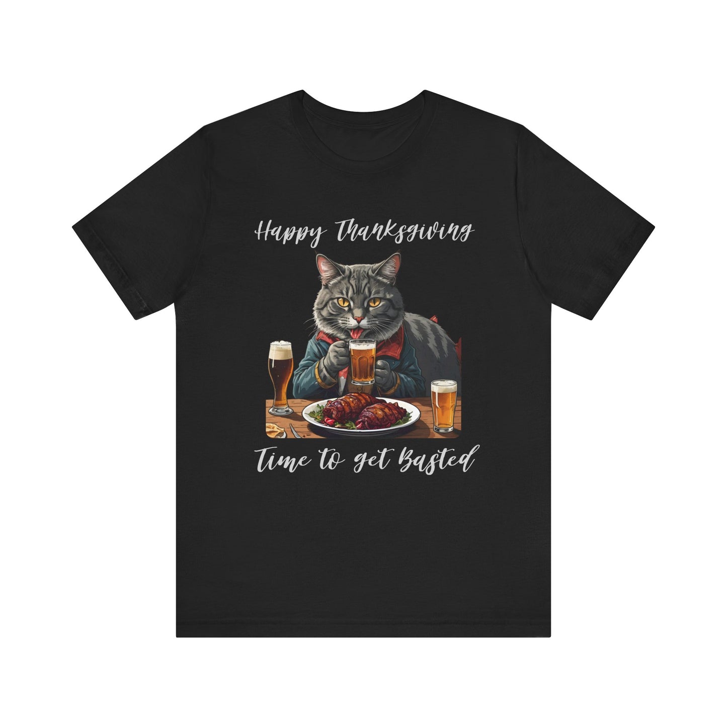 Let's Get Basted Thanksgiving Cat Tee