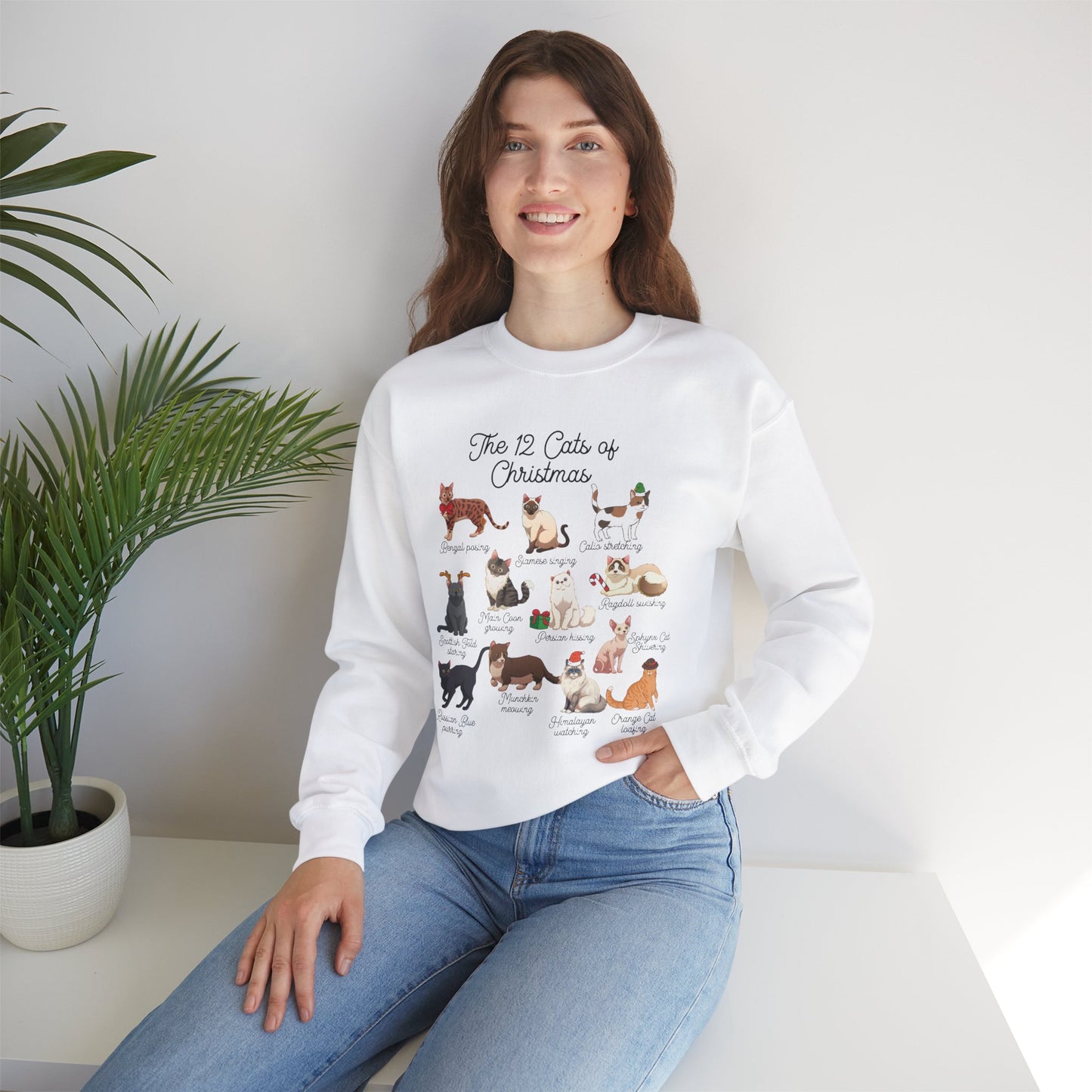 12 Cats of Christmas Holiday Crewneck Sweatshirt